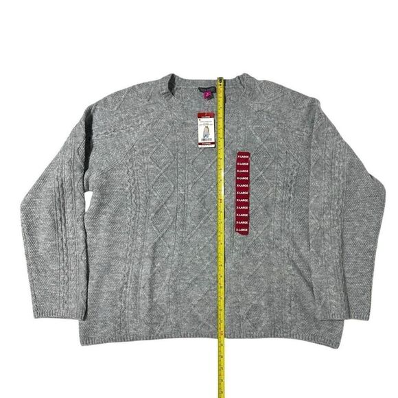 Vince Camuto Women's Cable Sweater Light Heather Grey Size XL - Picture 5 of 10